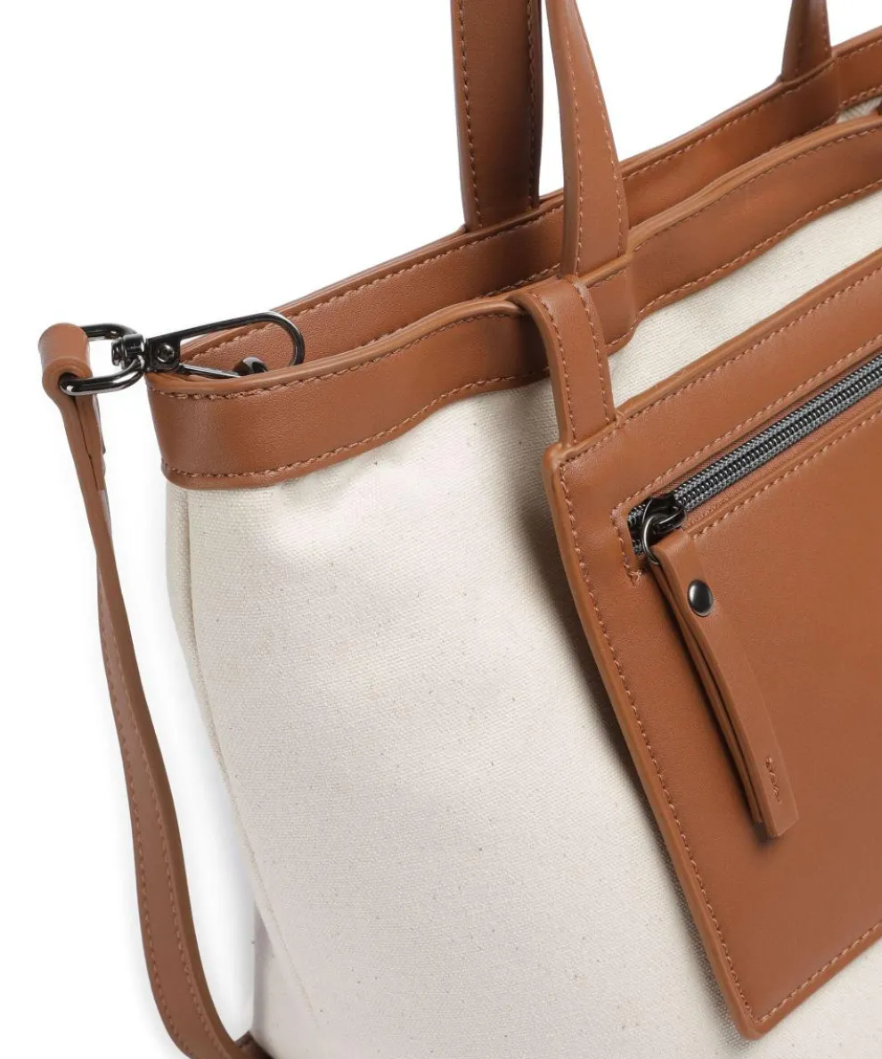 Elena Tote bag canvas, imitation leather sand