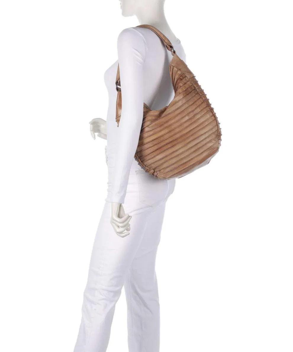 Bestseller Hobo bag grained leather caramel