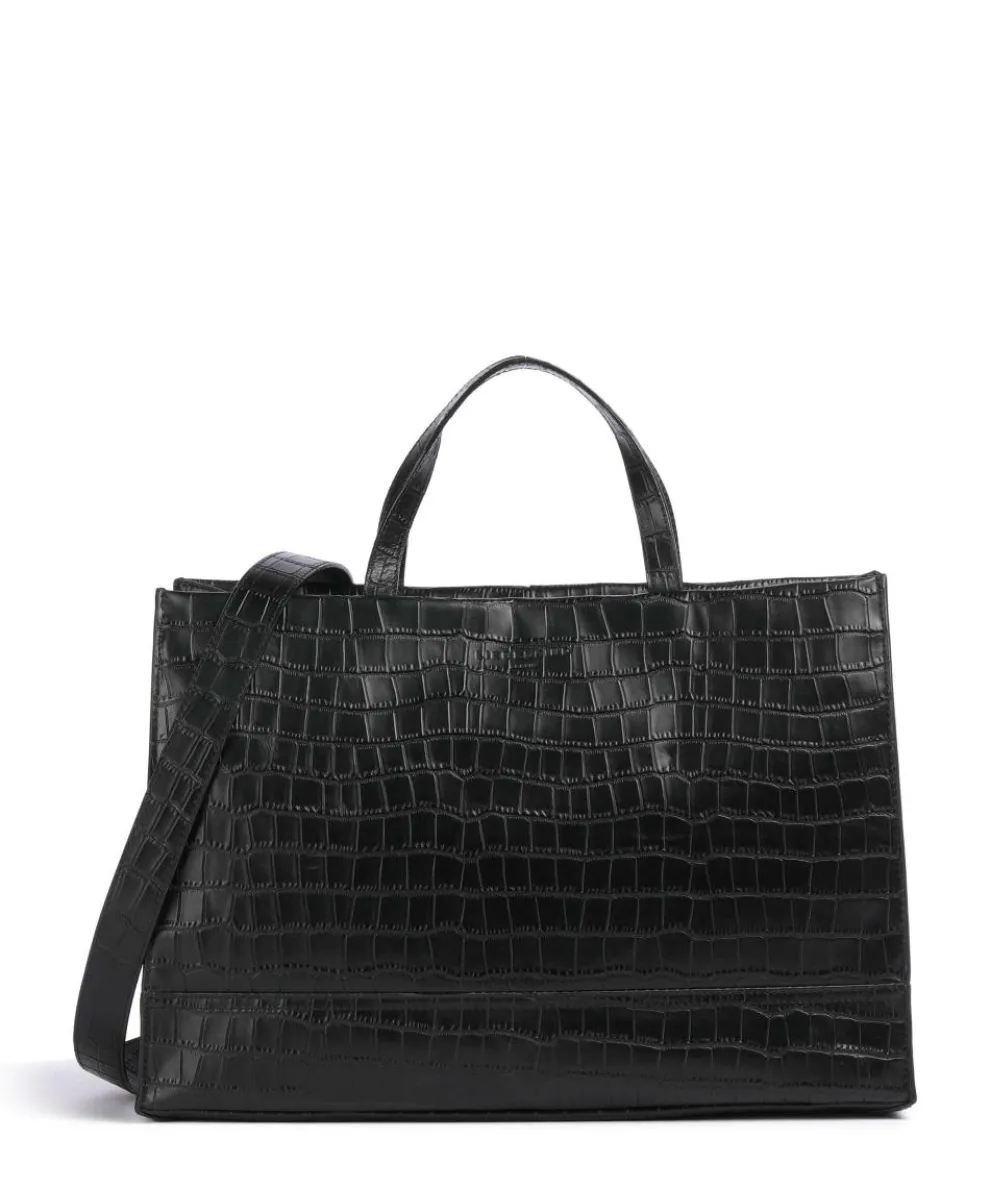 Lou 2 New Croco L Handbag embossed leather black