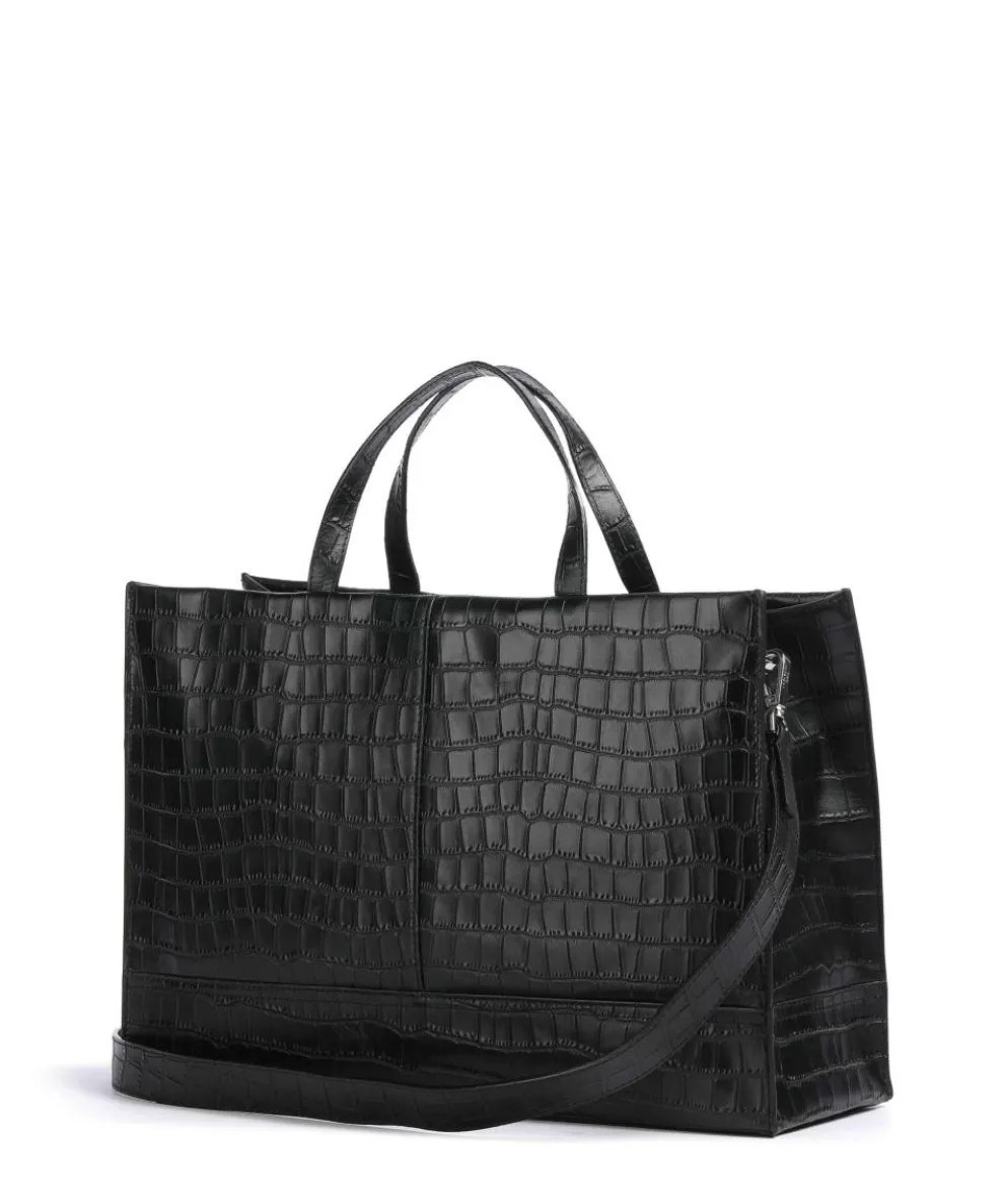 Lou 2 New Croco L Handbag embossed leather black