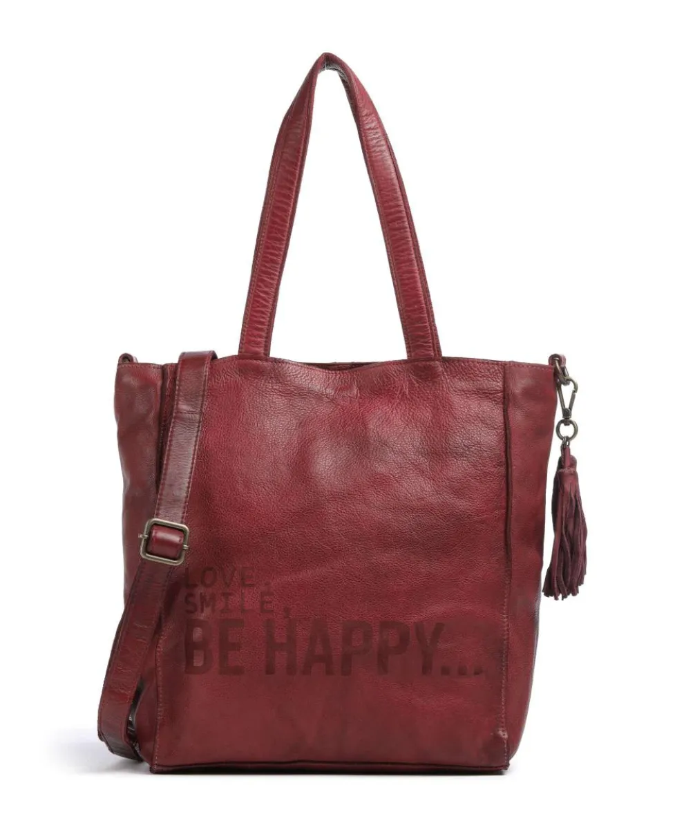Glücksbrücke 2 Tote bag grained cow leather wine