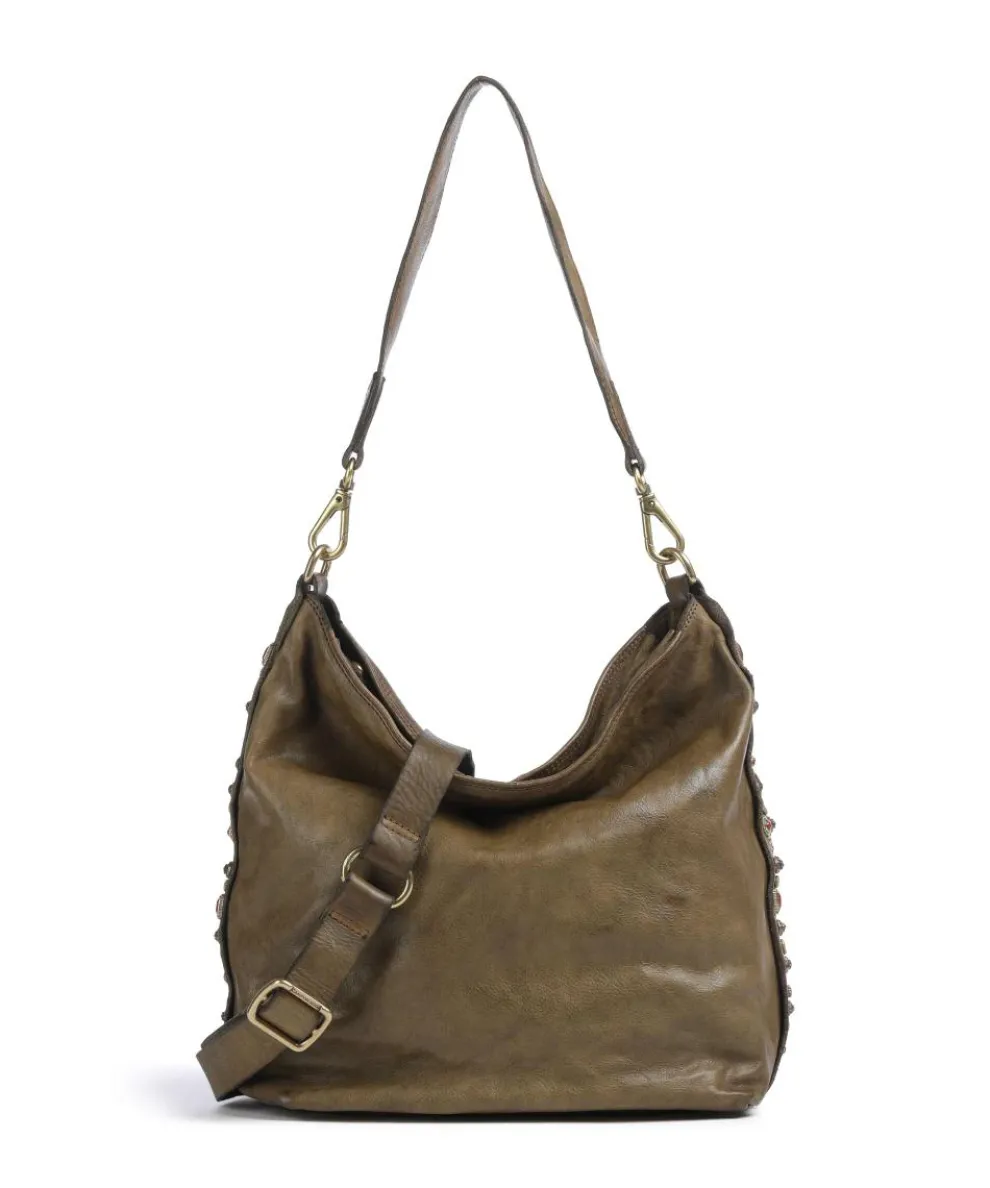 Hobo bag fine grain cow leather olive-green