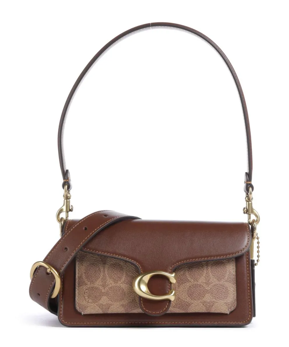 Tabby 20 Shoulder bag fine grain cow leather, canvas dark brown