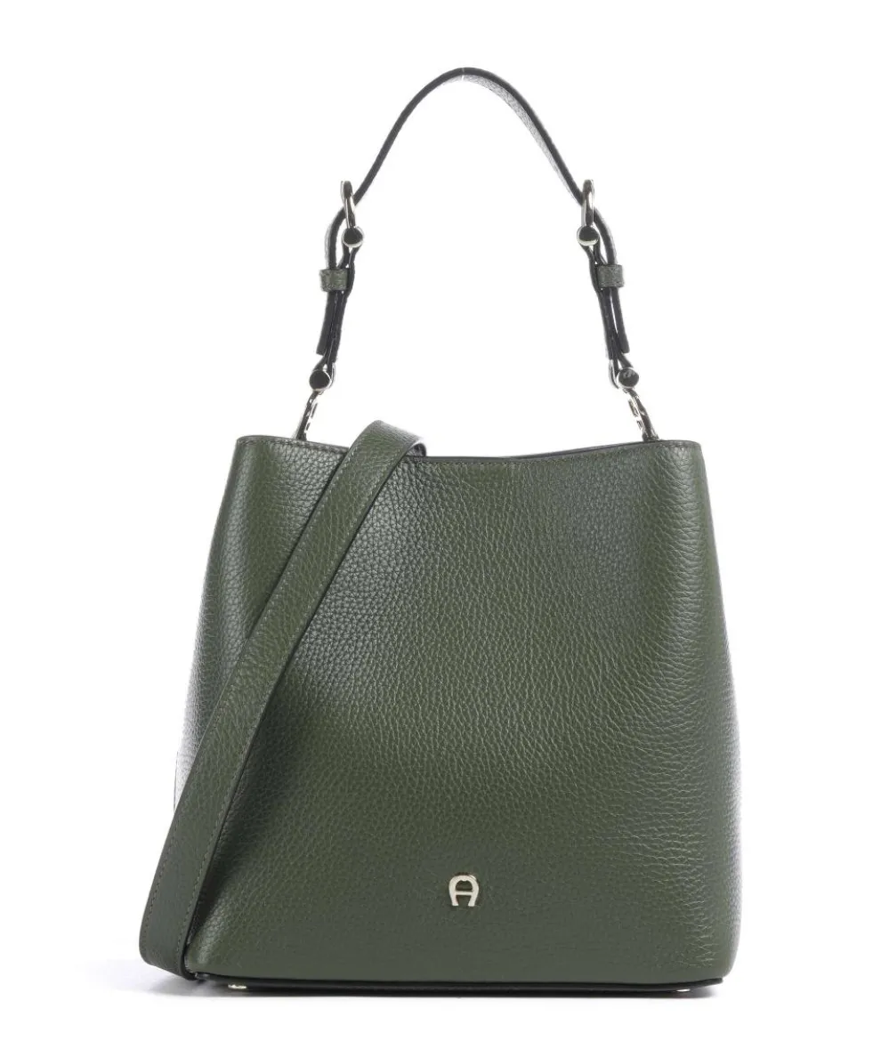 Delia S Bucket bag grained cow leather khaki