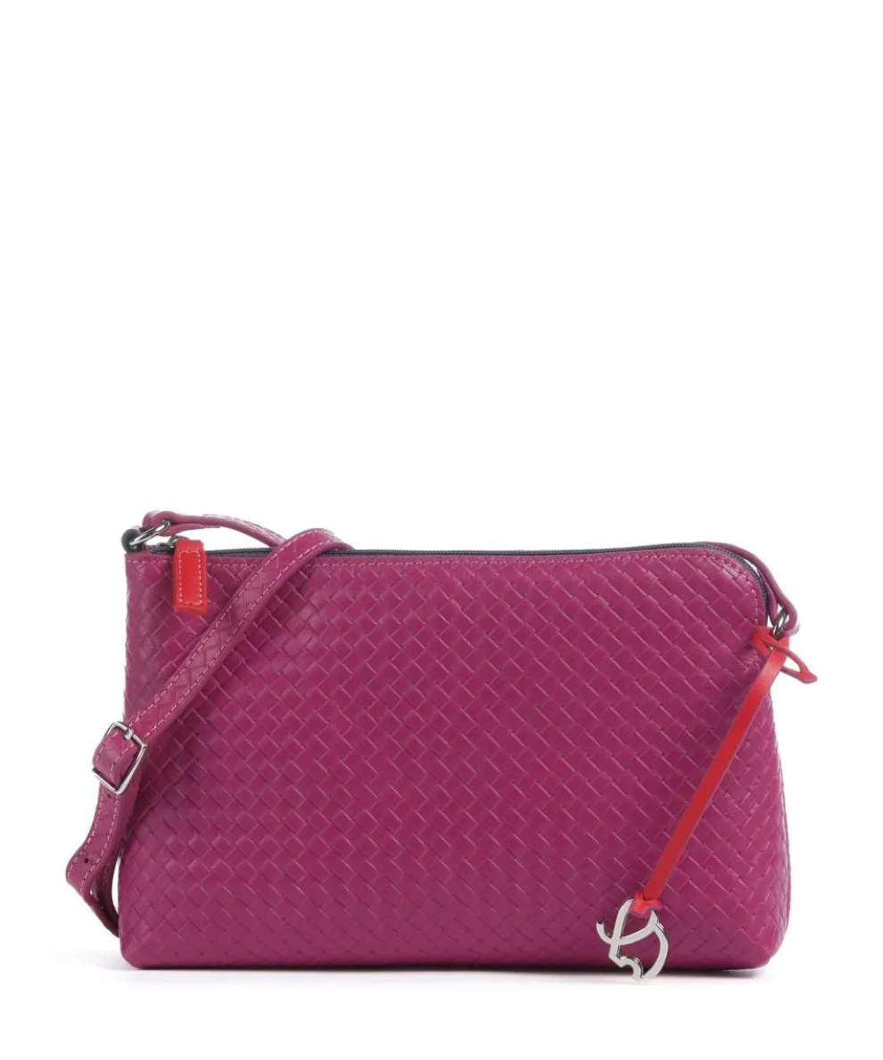 Crossbody bag embossed cow leather violet