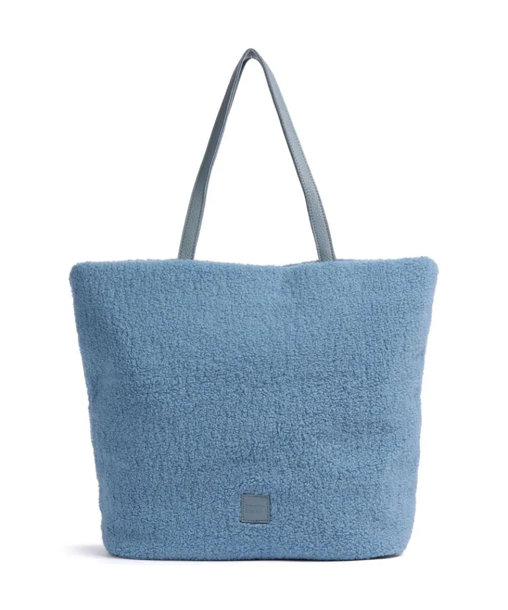 Cuddle Tote bag faux fur, leather light blue