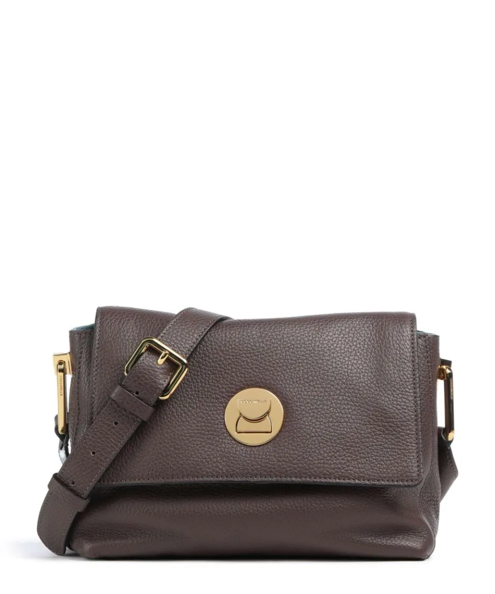 Liya Crossbody bag grained leather dark brown