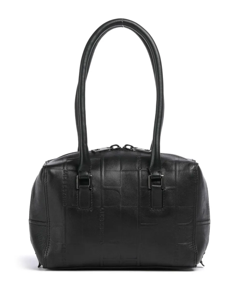 Kayla Monogram Sheep Natural S Shoulder bag embossed cow leather black