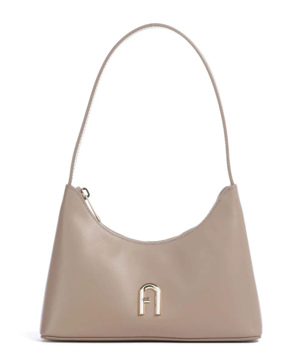 Diamante Mini Shoulder bag fine grain leather taupe
