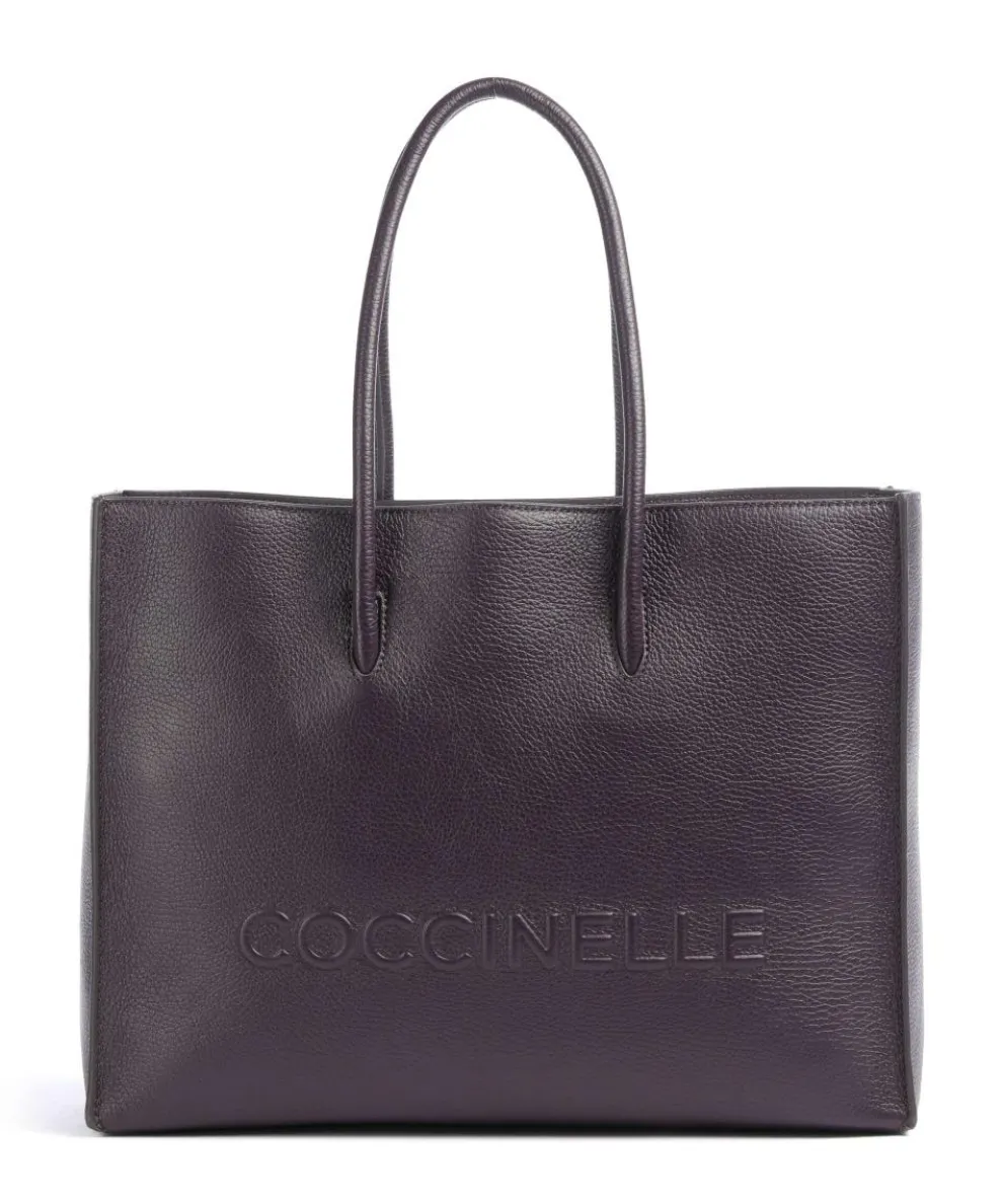Myrtha Maxi Logo Tote bag grained leather plum
