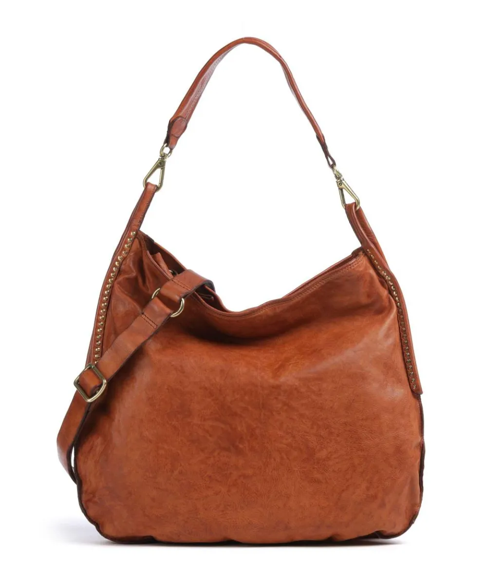 Hobo bag fine grain cow leather cognac