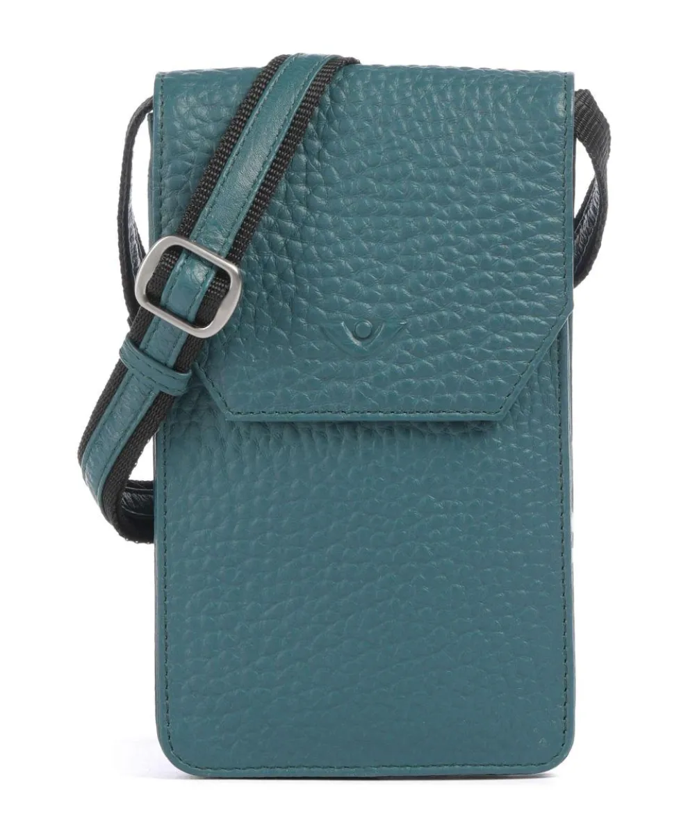 Hirsch Magda Phone bag grained leather petrol