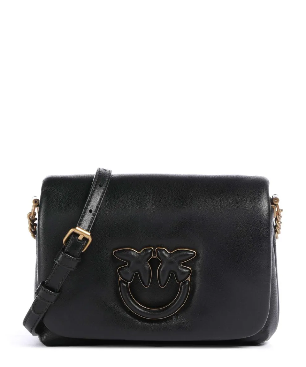 Love Click Puff Baby Crossbody bag sheepskin leather black