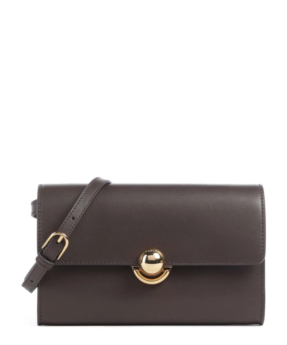 Sfera Crossbody Wallet fine grain leather dark brown