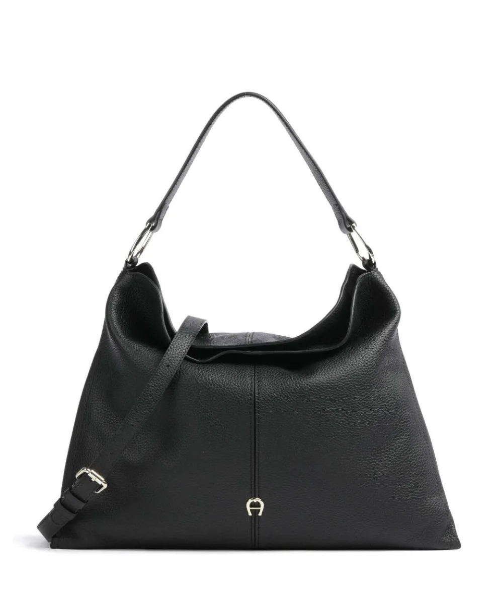 Savannah L Hobo bag grained cow leather black