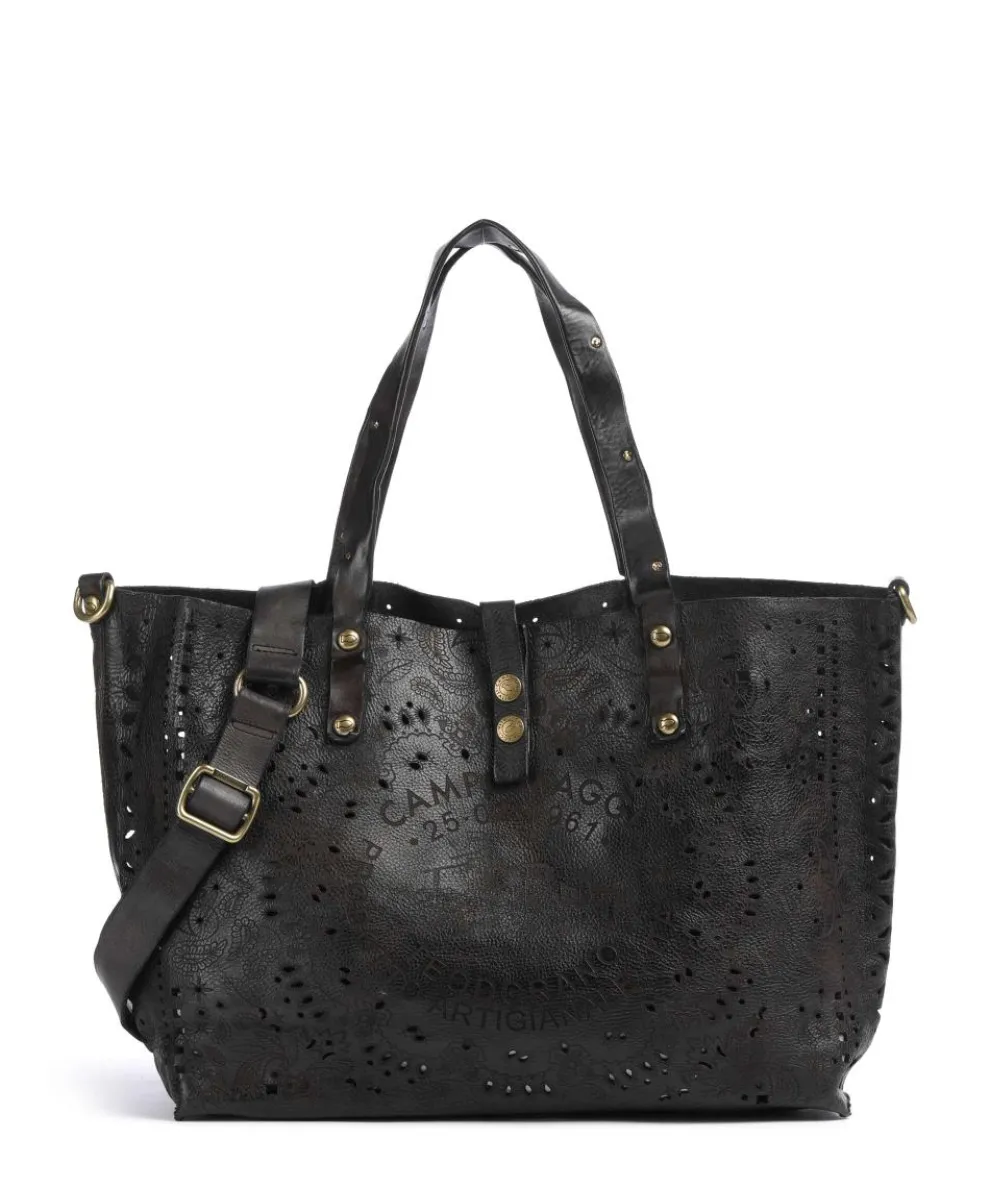 Tote bag fine grain cow leather dark brown