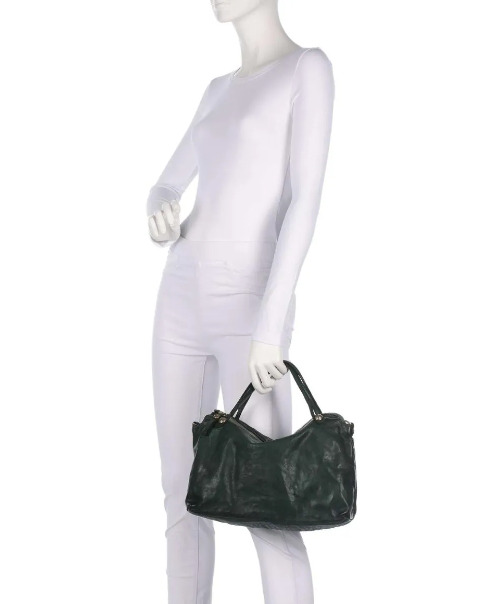Handbag fine grain cow leather dark green