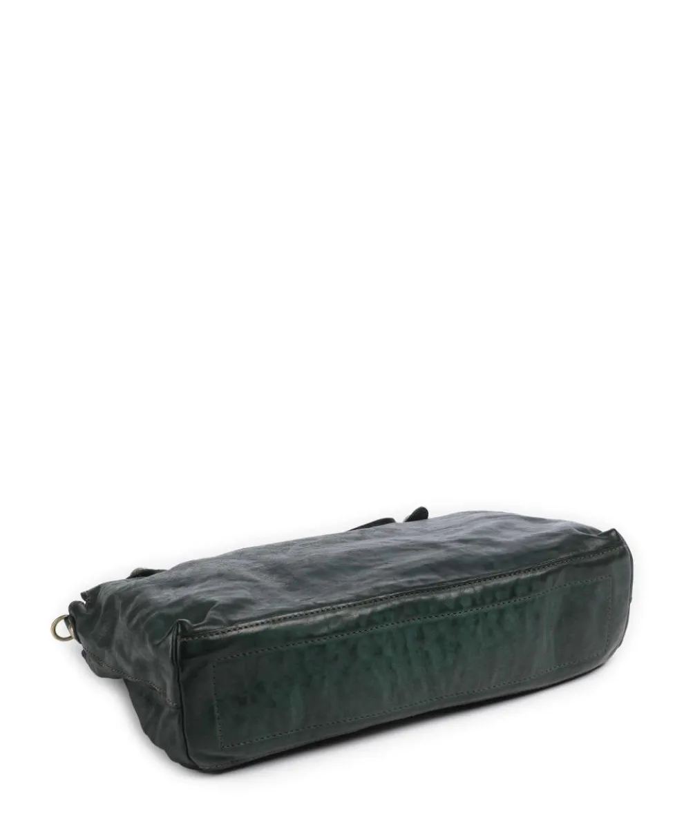 Handbag fine grain cow leather dark green