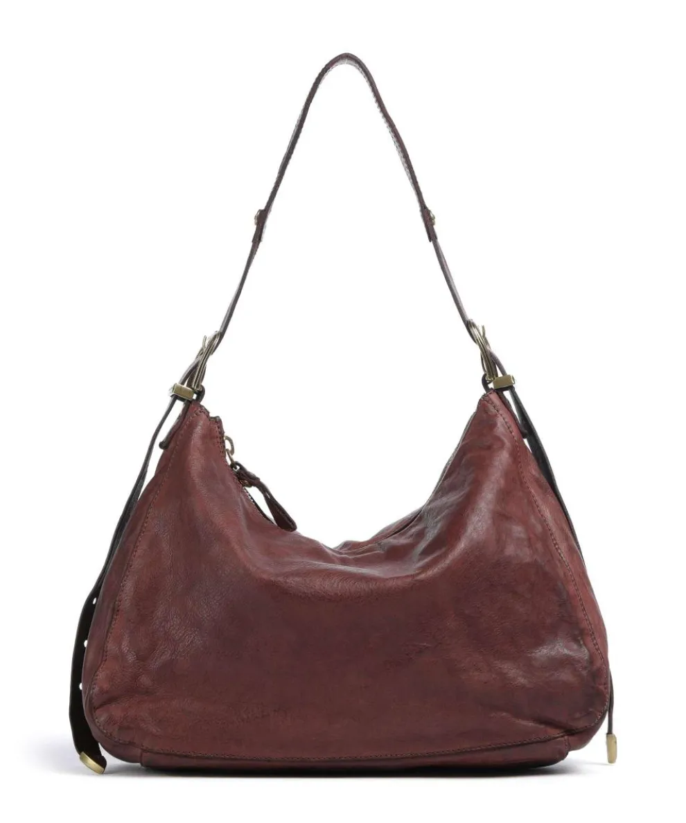Hobo bag grained cow leather dark red