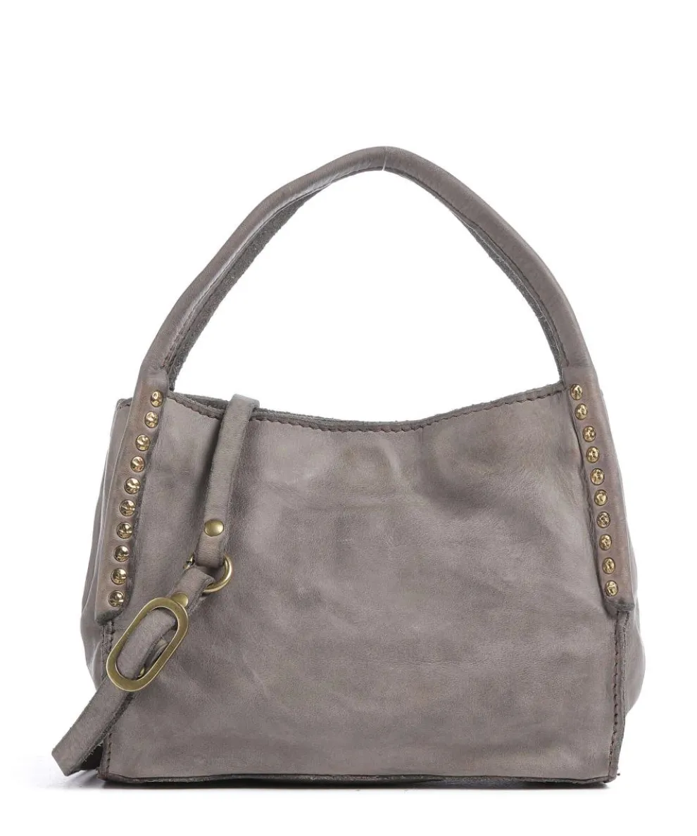 Crossbody bag fine grain cow leather grey