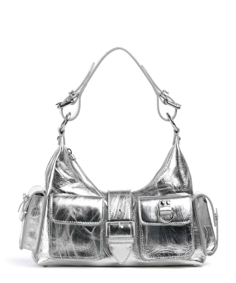 Amelia Shoulder bag fine grain cow leather silver