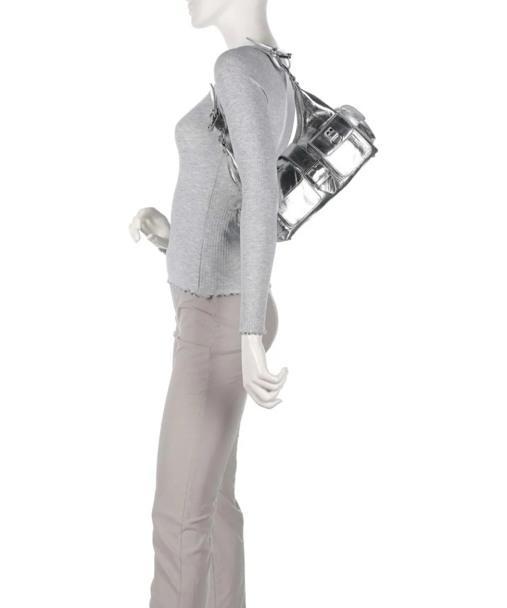 Amelia Shoulder bag fine grain cow leather silver