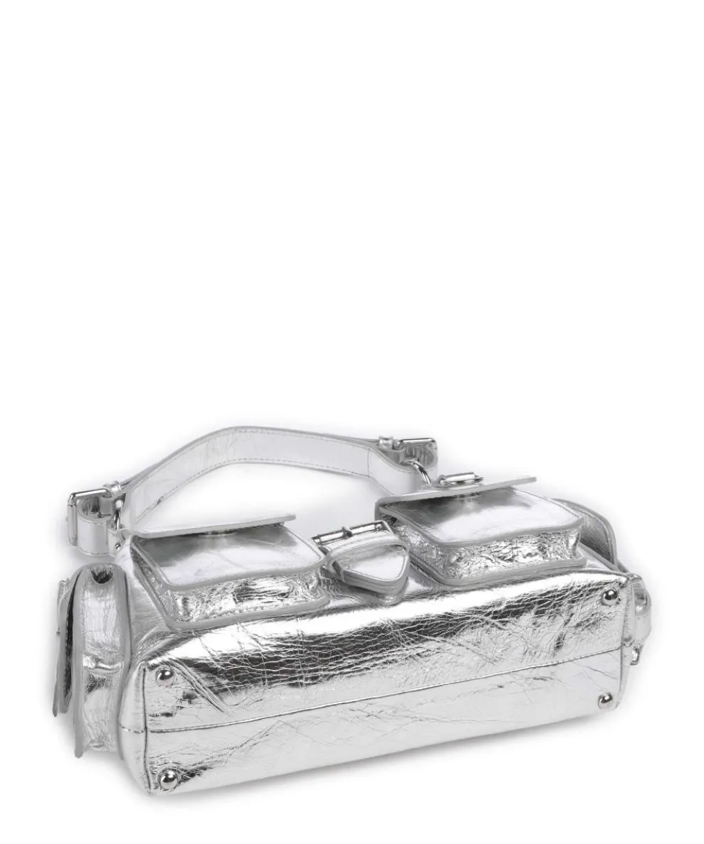 Amelia Shoulder bag fine grain cow leather silver