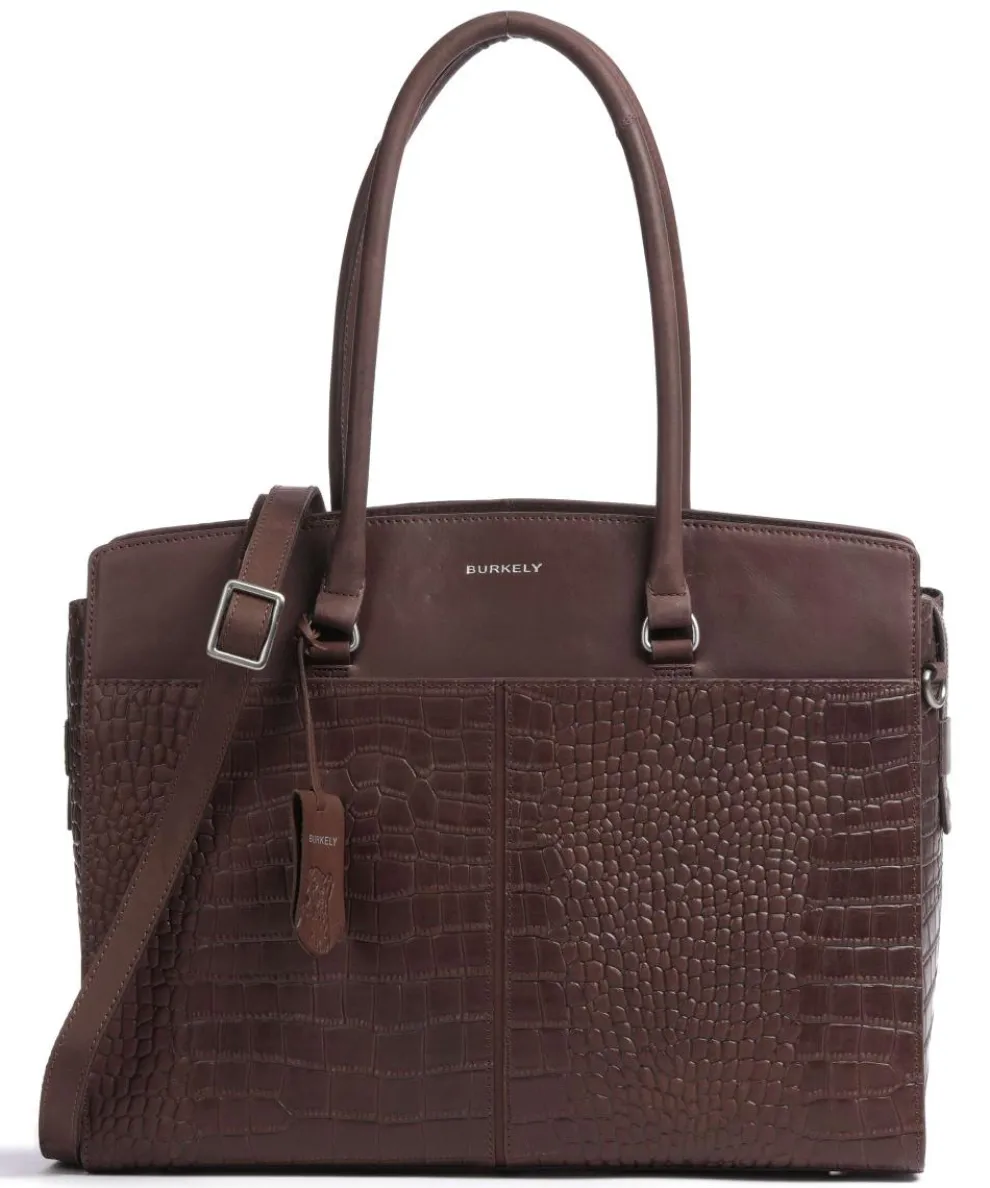 Cool Colbie Tote bag 15″ embossed leather dark brown