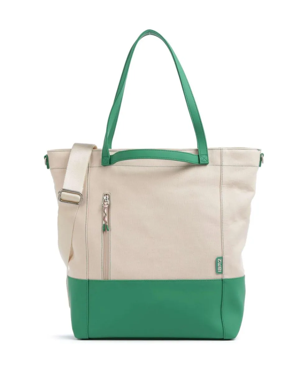 Fiorella FI200 Tote bag imitation leather, canvas beige/green