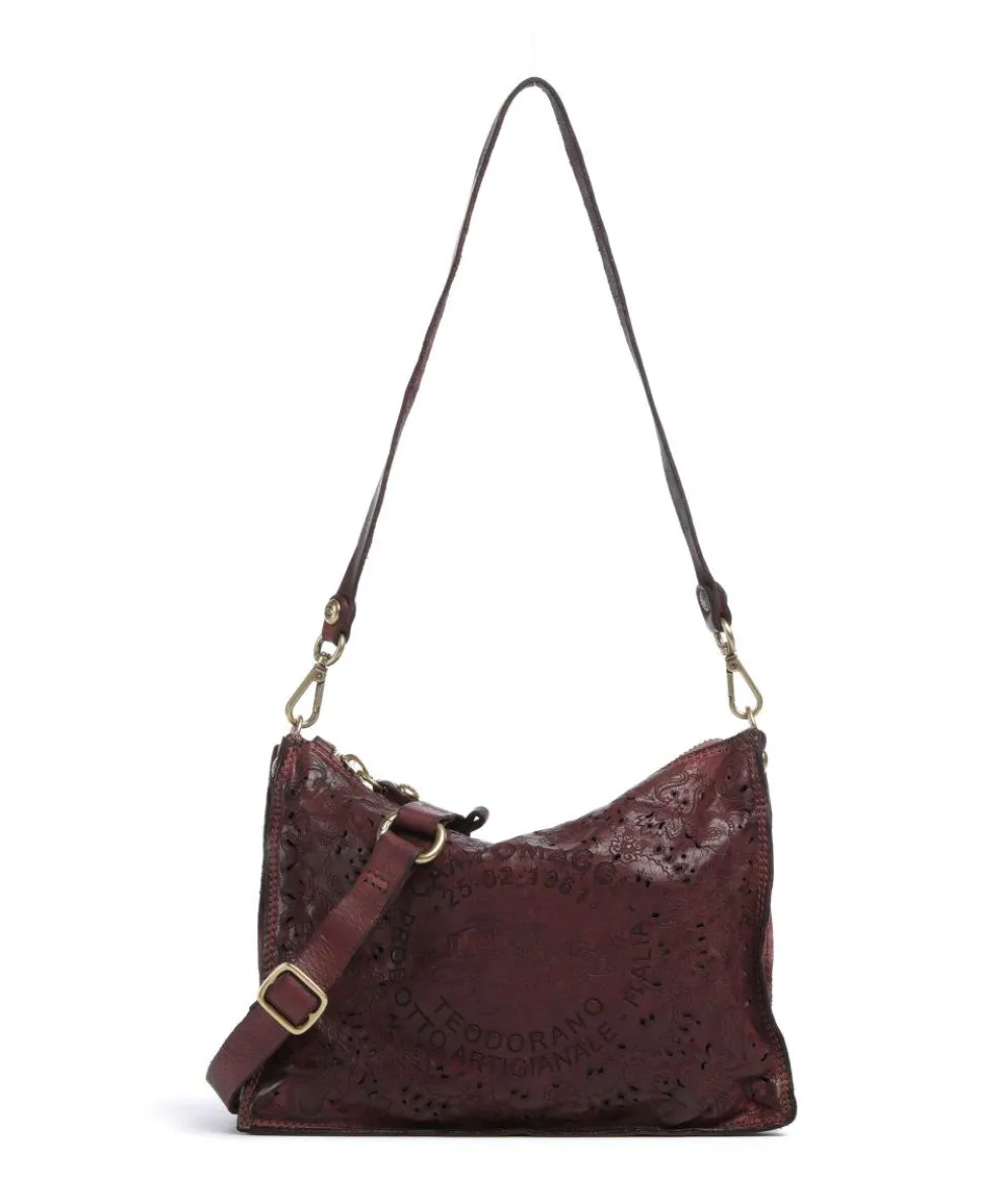 Shoulder bag fine grain cow leather bordeaux red