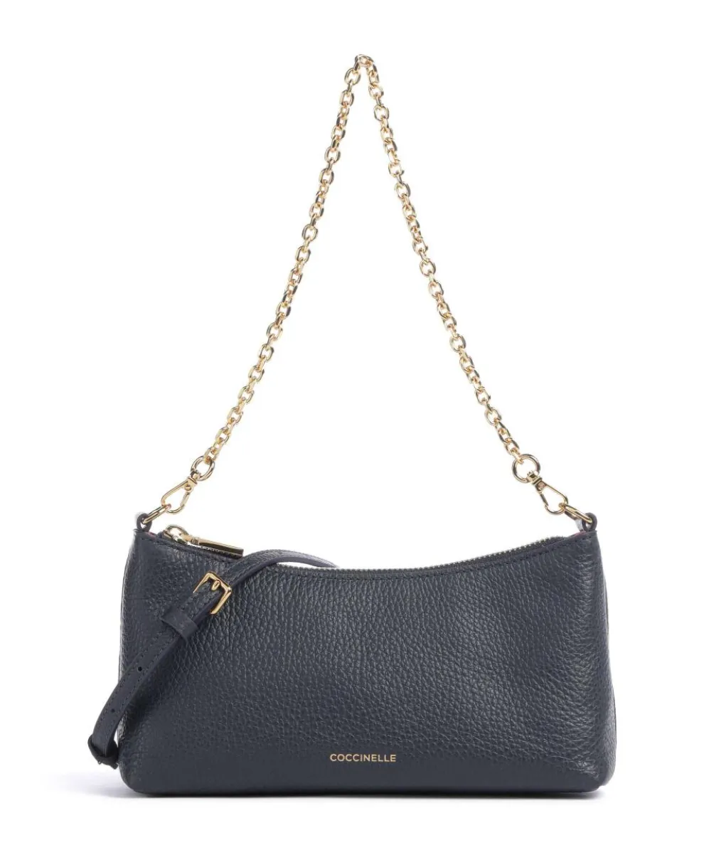 Aura Shoulder bag grained leather dark blue