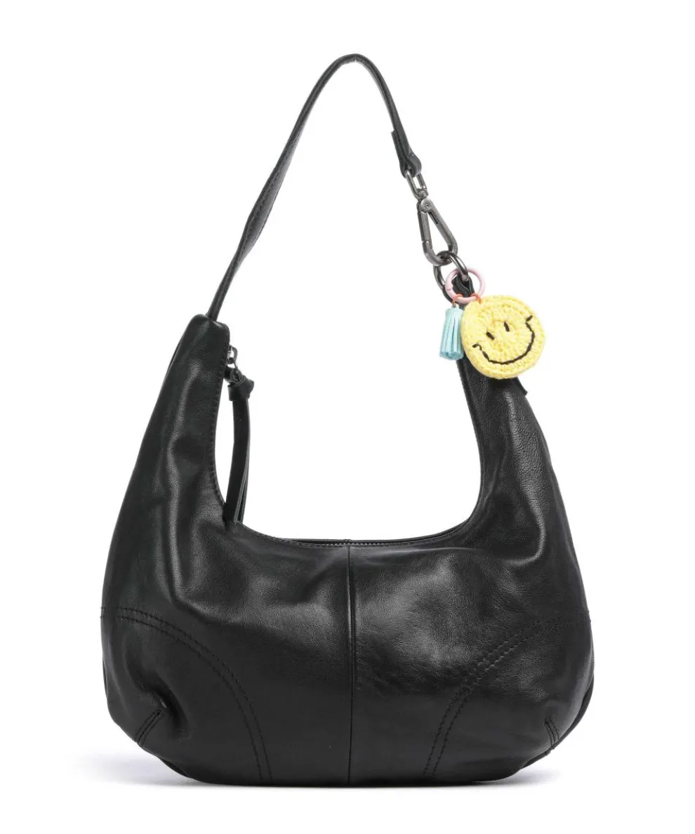 Take A Smile Hobo bag sheepskin leather black