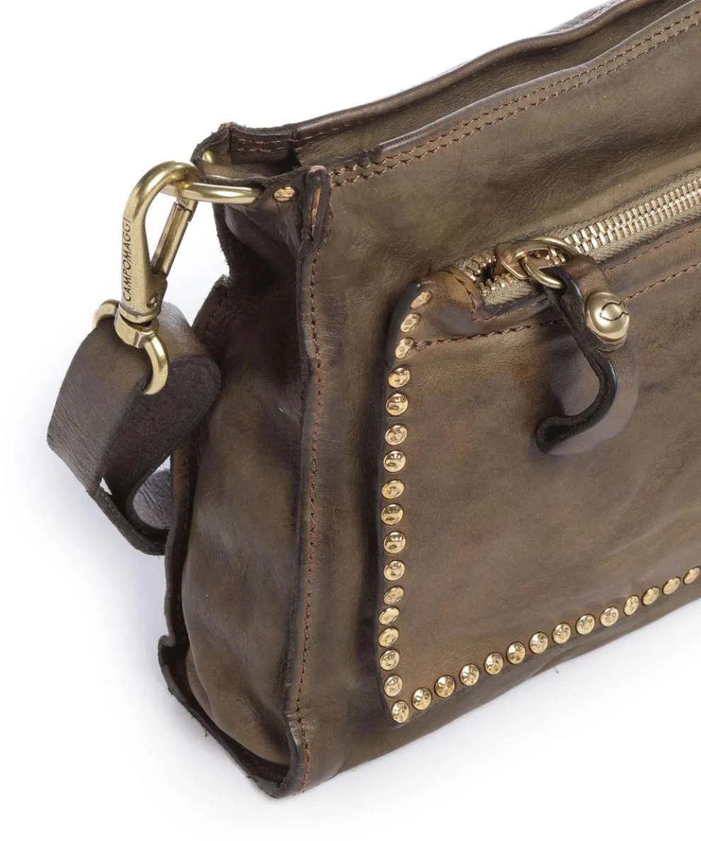 Crossbody bag grained cow leather olive-green