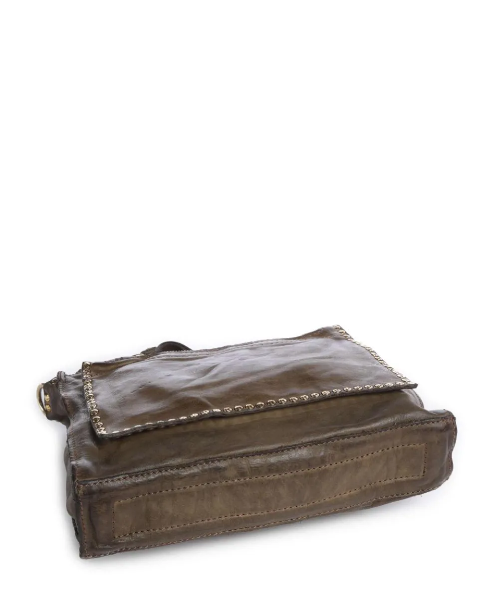 Crossbody bag grained cow leather olive-green