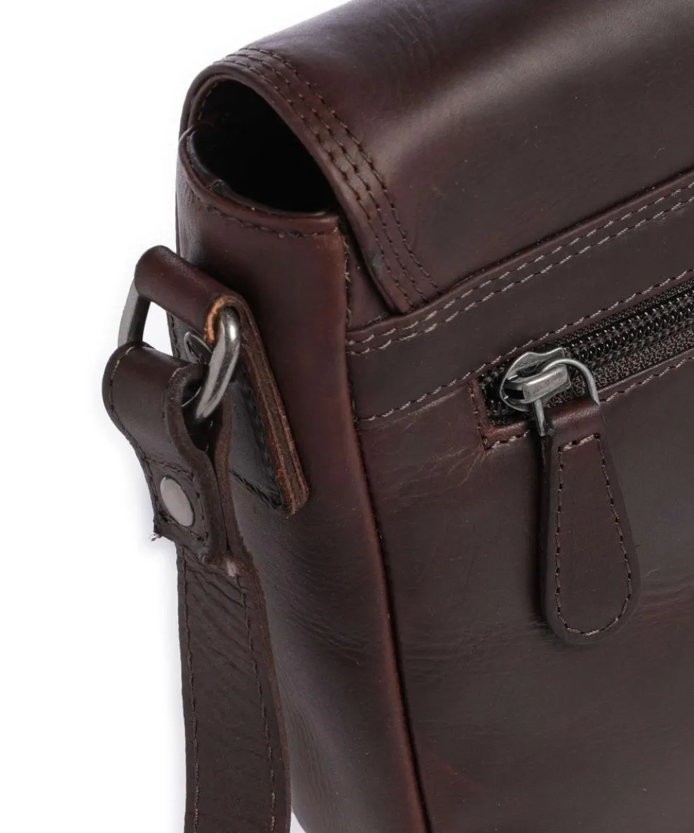 Cow Wax Pull Up Lucian Crossbody bag cow leather dark brown