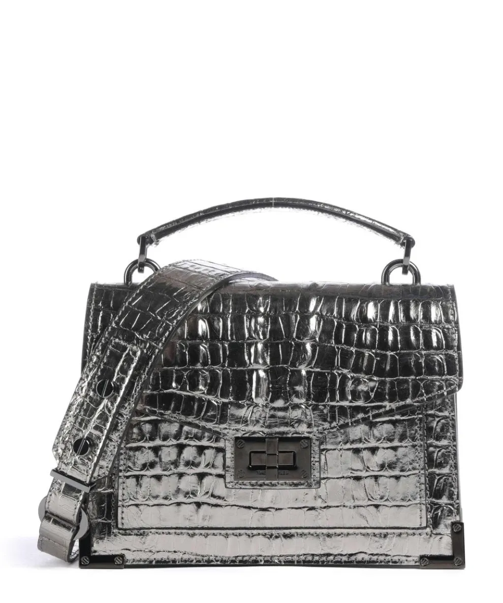 Emily Crossbody bag embossed cow leather silver