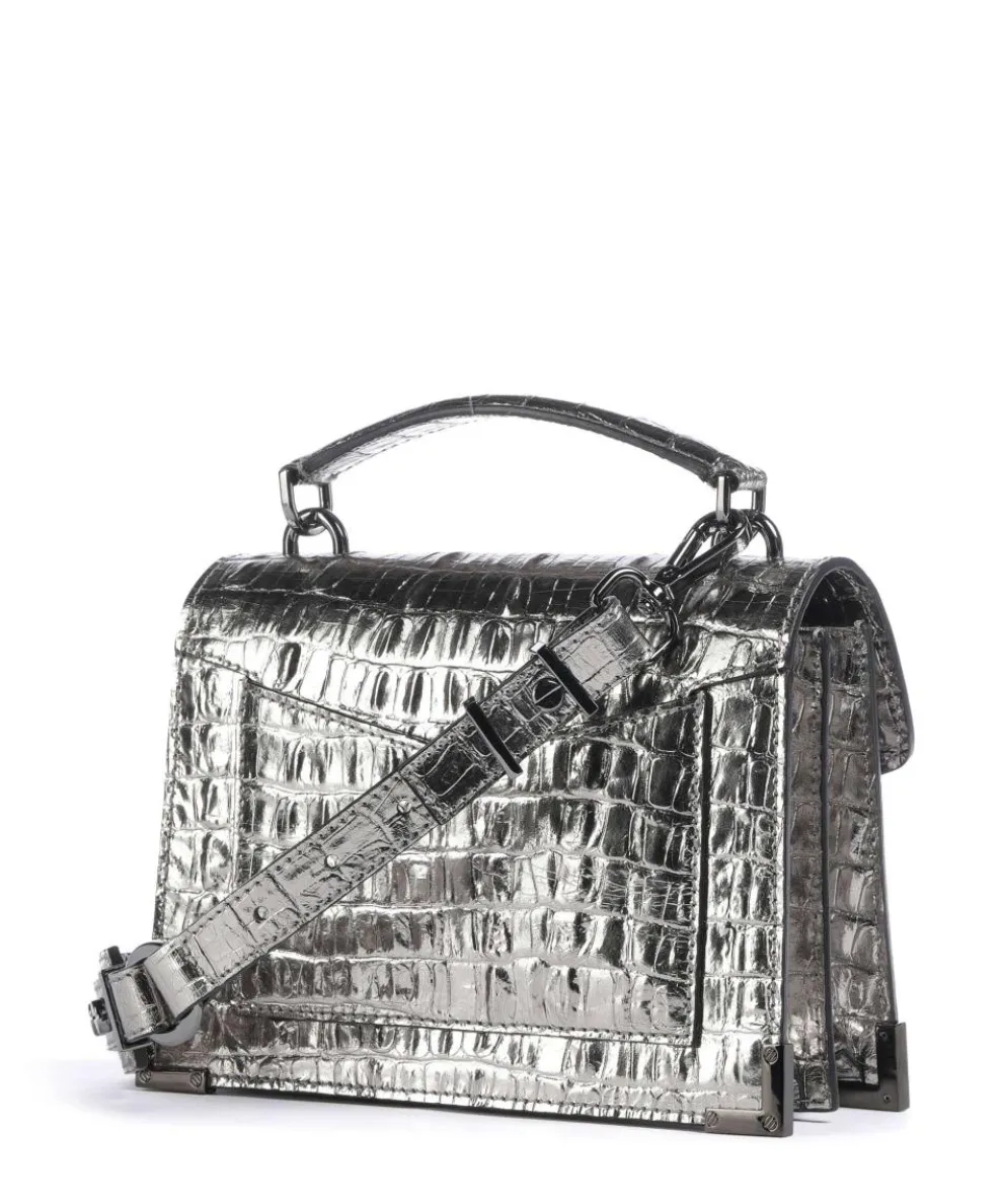 Emily Crossbody bag embossed cow leather silver