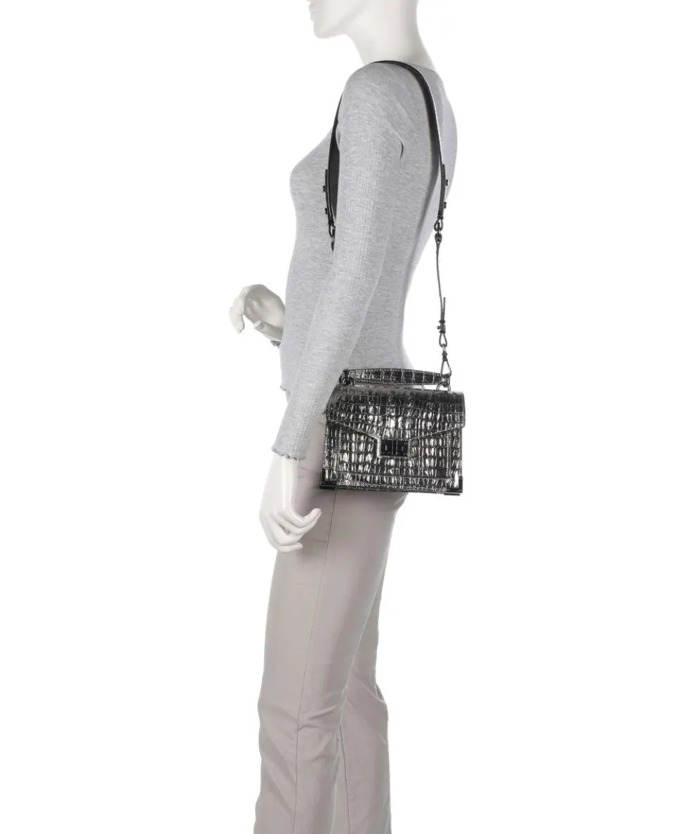 Emily Crossbody bag embossed cow leather silver