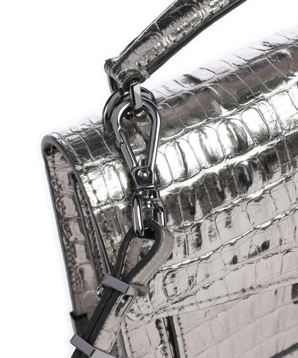 Emily Crossbody bag embossed cow leather silver