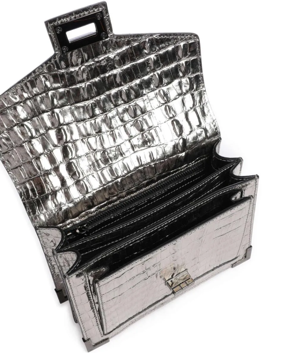 Emily Crossbody bag embossed cow leather silver