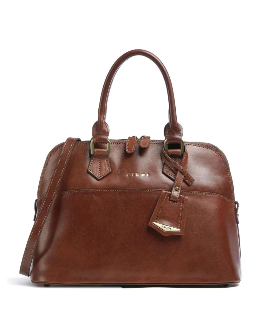 Handbag fine grain cow leather brown
