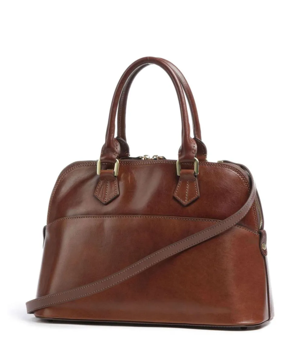 Handbag fine grain cow leather brown