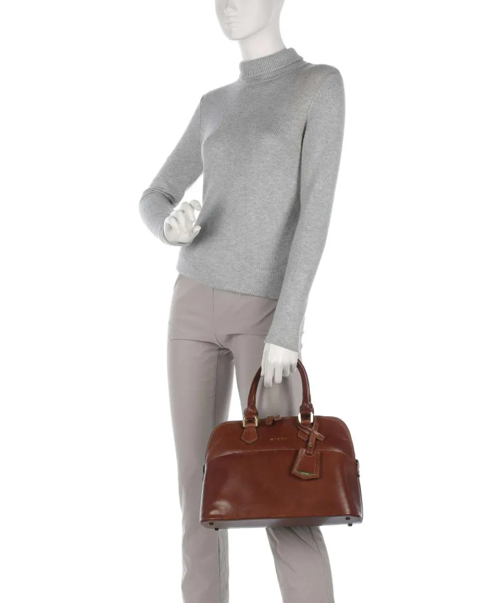 Handbag fine grain cow leather brown