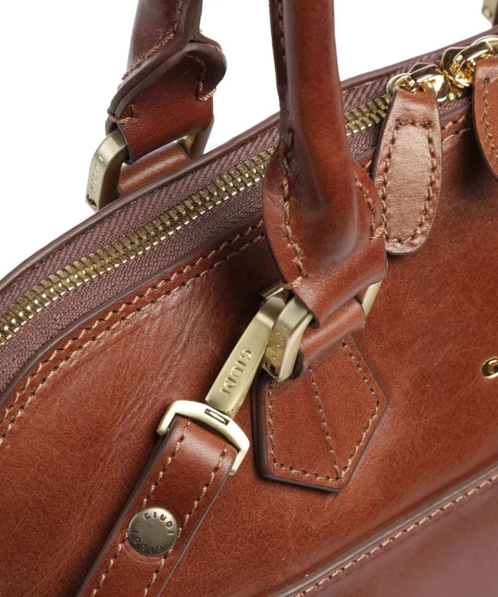 Handbag fine grain cow leather brown