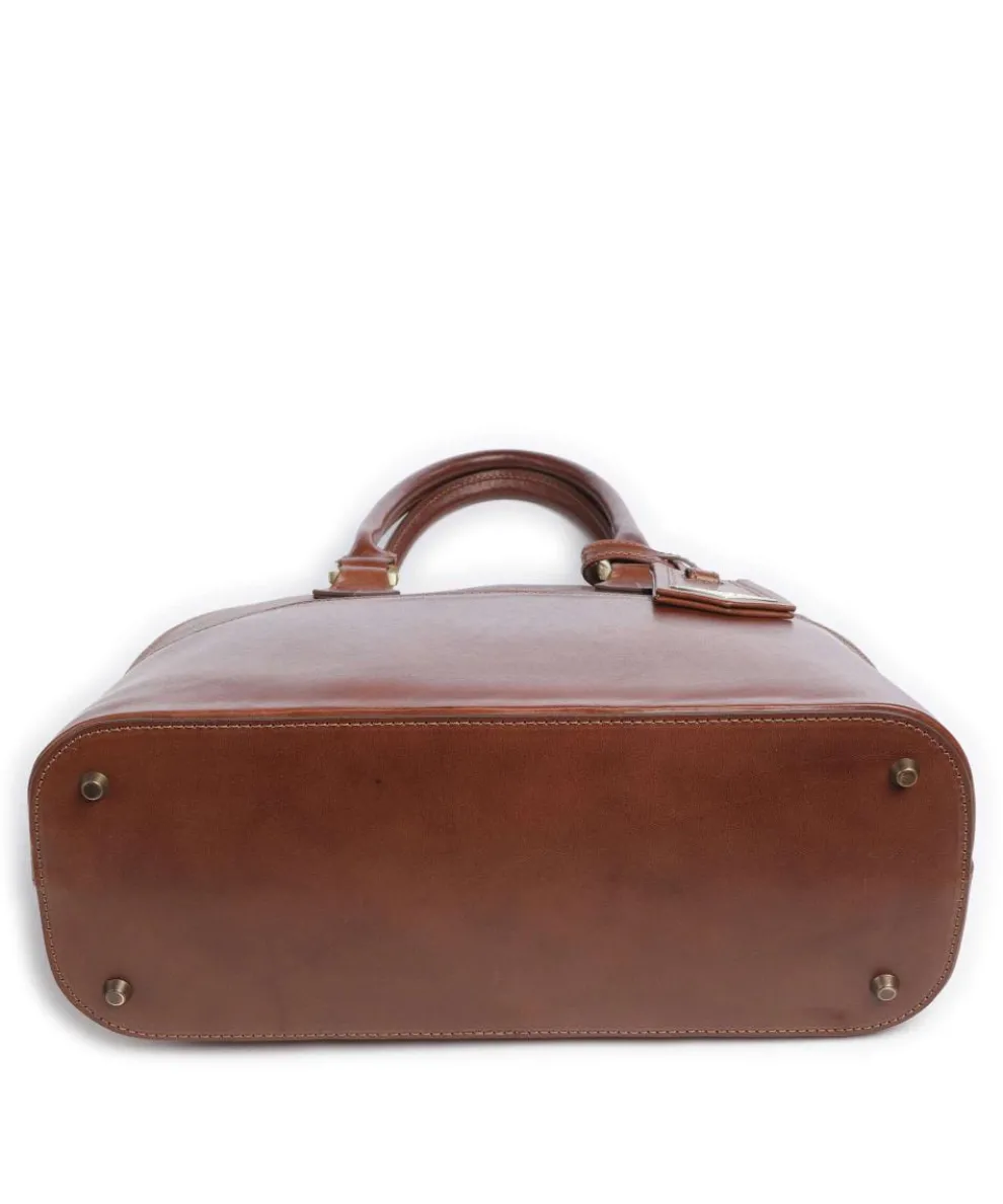 Handbag fine grain cow leather brown