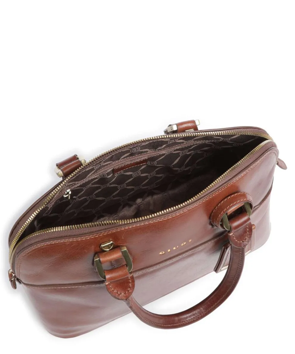 Handbag fine grain cow leather brown