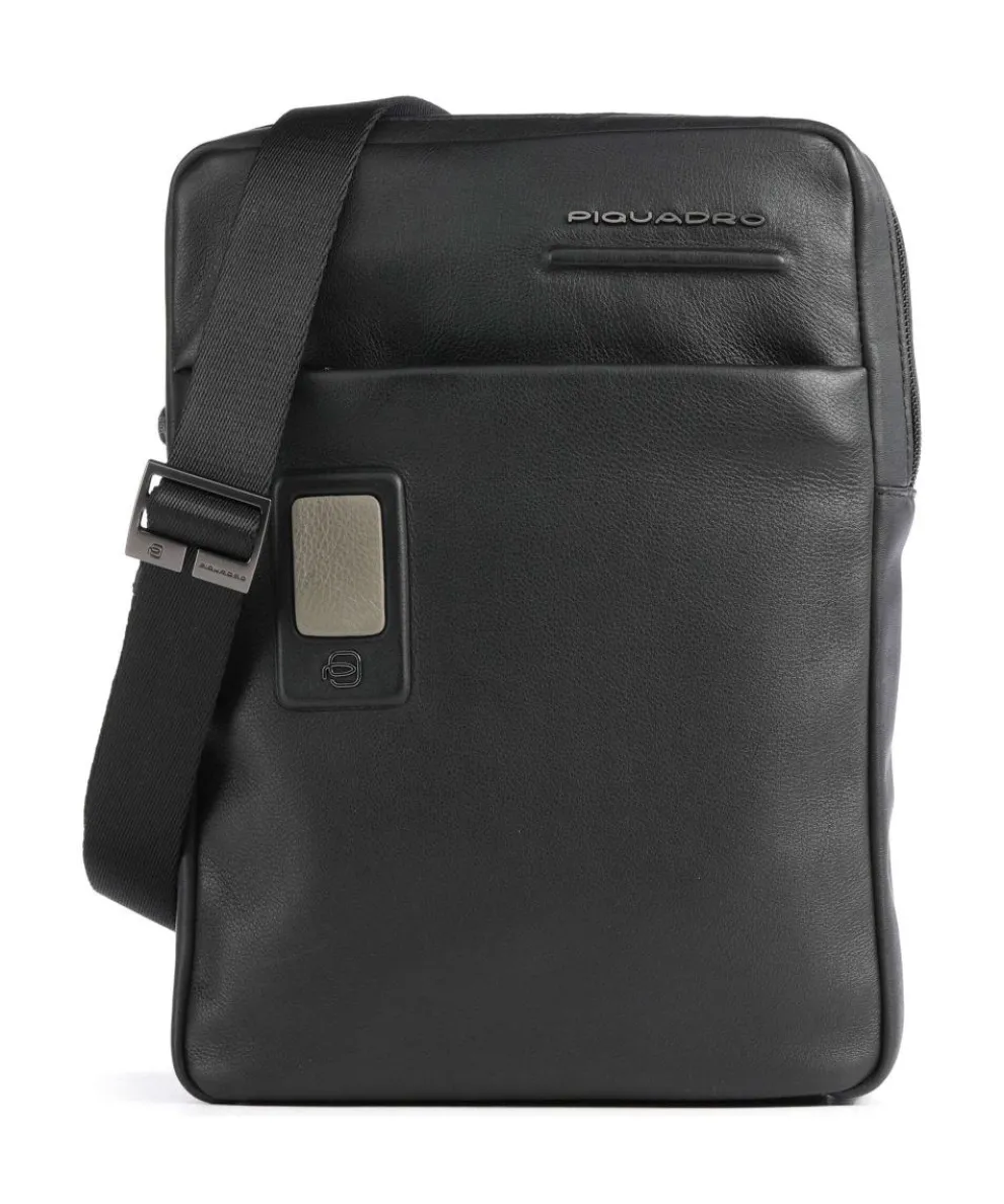AKRON Crossbody bag 10″ fine grain cow leather black