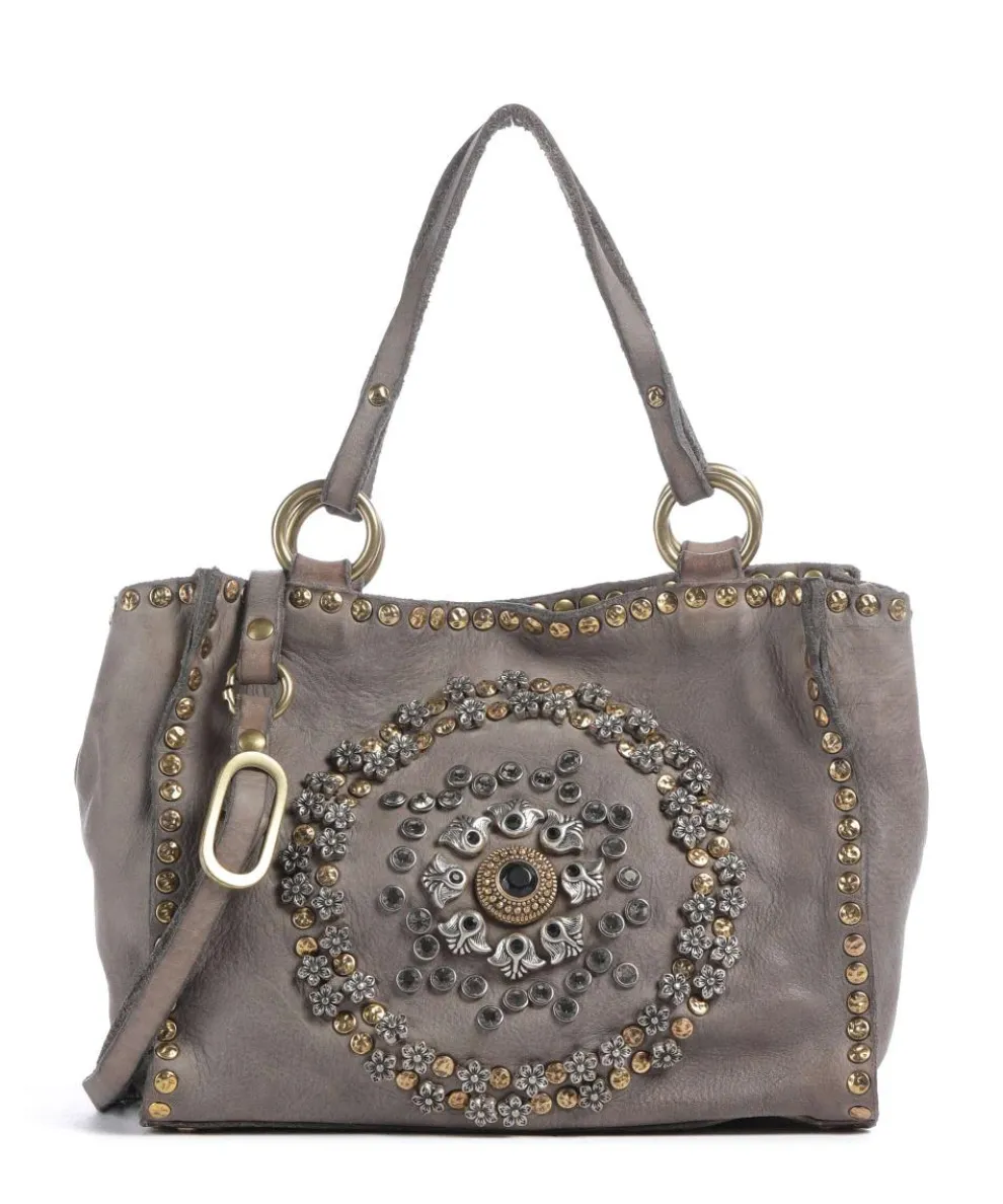 Crossbody bag fine grain cow leather grey