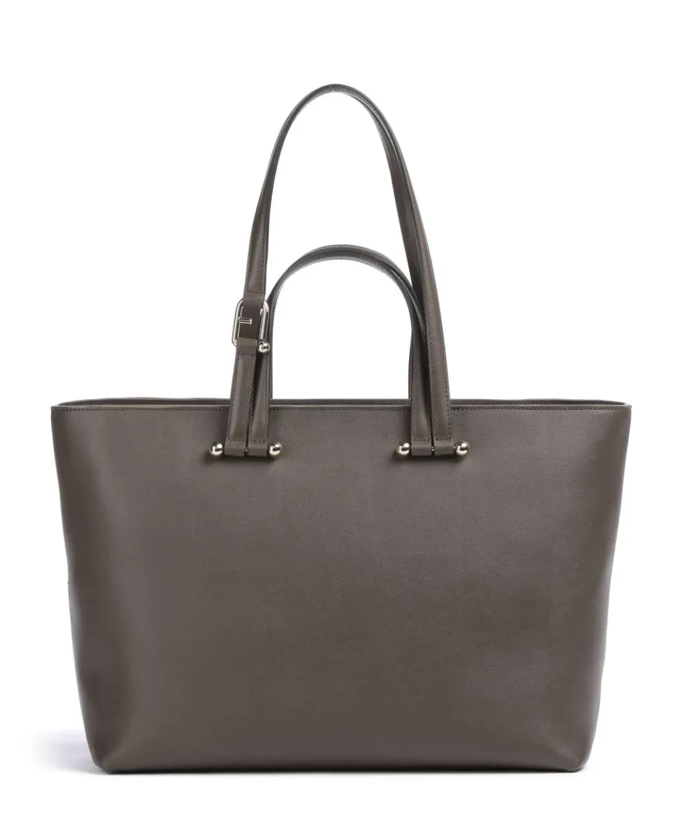 Duetto L Tote bag fine grain leather dark brown