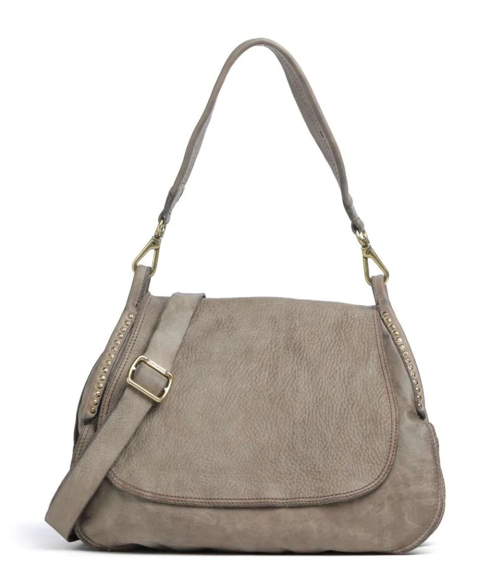 Hobo bag fine grain cow leather grey